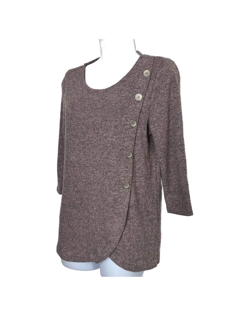 Adrienne Vittadini Women's Small Mauve Heathered Plum 3/4 Sleeve Sweater
